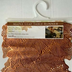 Fall, Winter, Thanksgiving Maple Leaves Laser Cut Table Runner, Metallic Copper